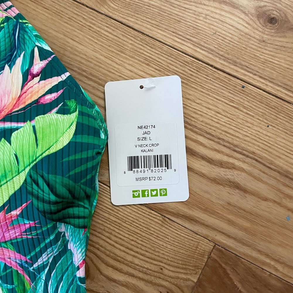 Tropical Print Bikini Top and Pink Swim Shorts - Picture 4 of 6